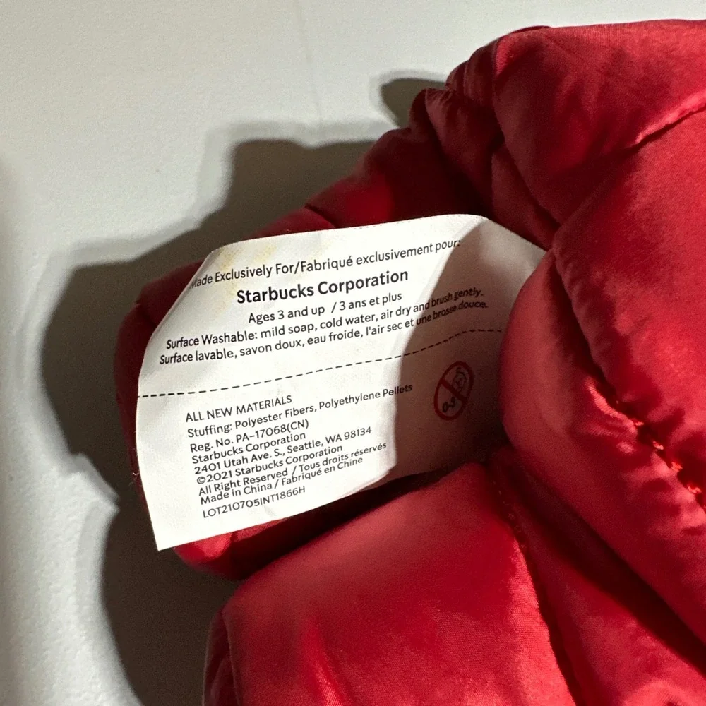 Starbucks‎ Bearista 2021 Limited Edition Red Puffer Snowsuit Plush Toy
